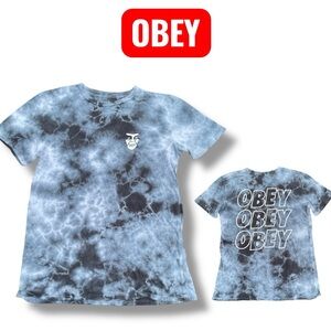 OBEY Worldwide Short Sleeve tie dye shirt skater grunge men’s XS grey